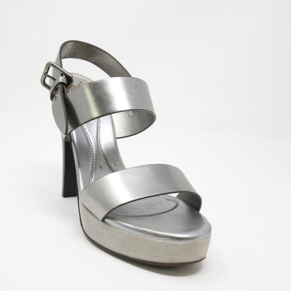Saint Laurent Platform 37 Silver Mules SL-1021P-0025